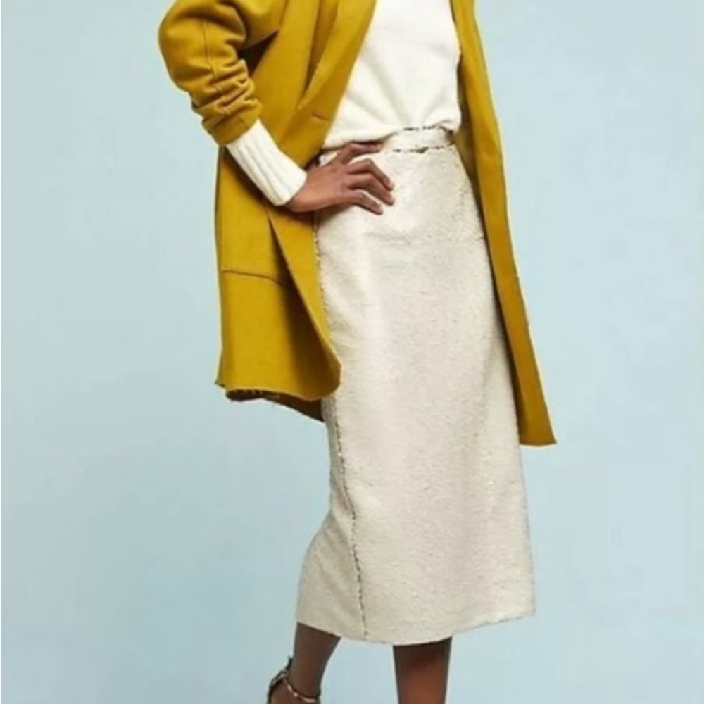 Anthropologie Hutch Golden Sequin Pencil Skirt